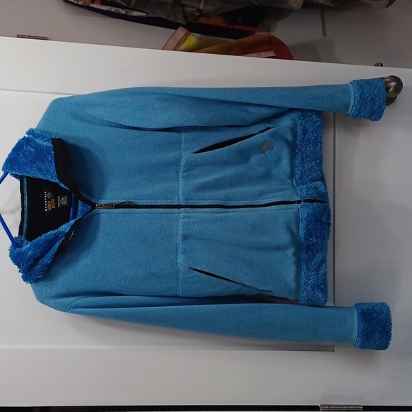 Bluw Fleece Faux Fur fuzzy soft Velour hoodie coat jacket med Mountain Hard Ware - Picture 1 of 15